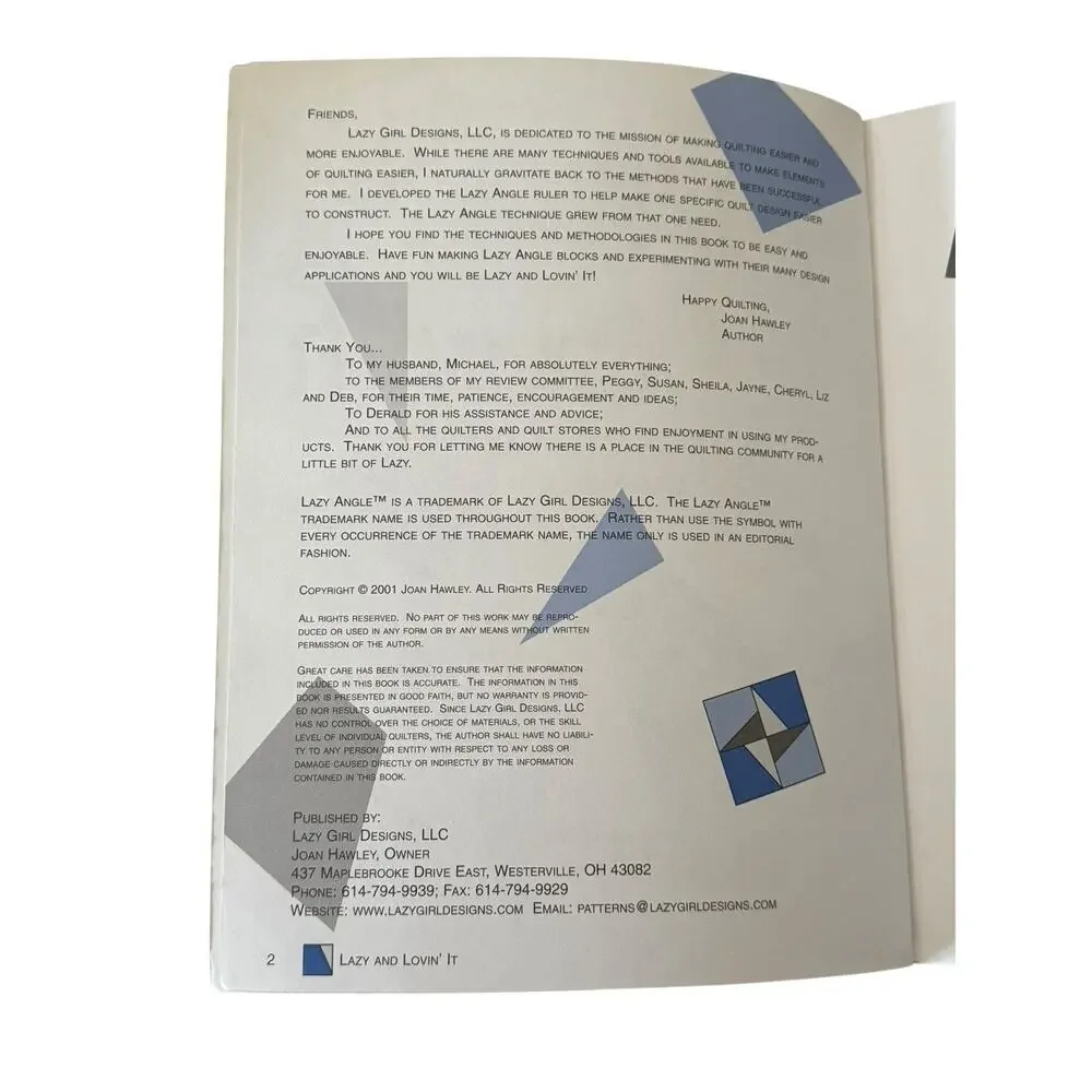 Lazy And Lovin' It Step by Step 250 Lazy‎ Angle Blocks Quilt Book Joan Hawley